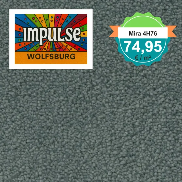 Draufsicht auf Vorwerk Mira 4H76 mit Preisetikett 74,95 €/m²